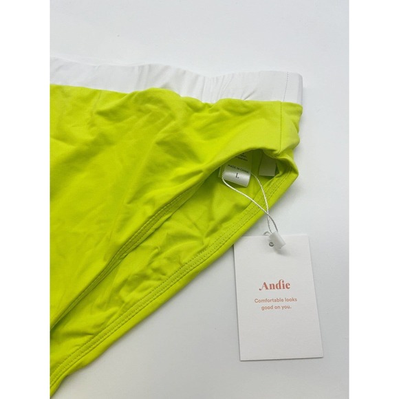 NWT Andie The Banded Cheeky Bottom Neon Lemon Swim Suit Briefs Size Large - Picture 5 of 9